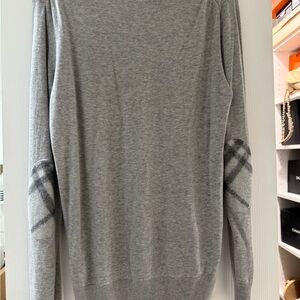 Burberry mens Gray Sweater with Patterned Elbow Patches